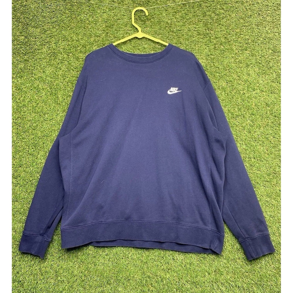 Nike Sweatshirt Mens XL Long Sleeve Crewneck Club Fleece Y2K Blue 90s Casual